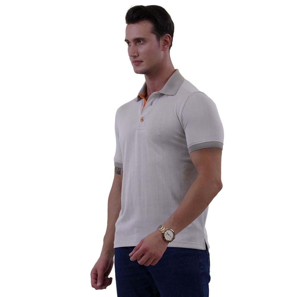Beige Knitted Cotton Men's Polo Shirt