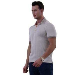 Beige Knitted Cotton Men's Polo Shirt