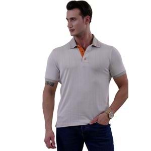 Beige Knitted Cotton Men's Polo Shirt