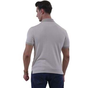 Beige Knitted Cotton Men's Polo Shirt
