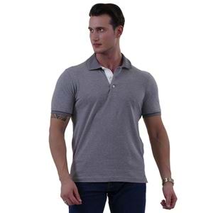 Gray Melange Cotton Men's Polo Shirt