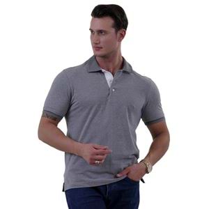 Gray Melange Cotton Men's Polo Shirt
