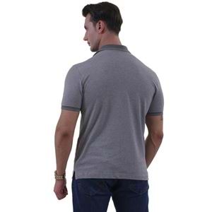 Gray Melange Cotton Men's Polo Shirt
