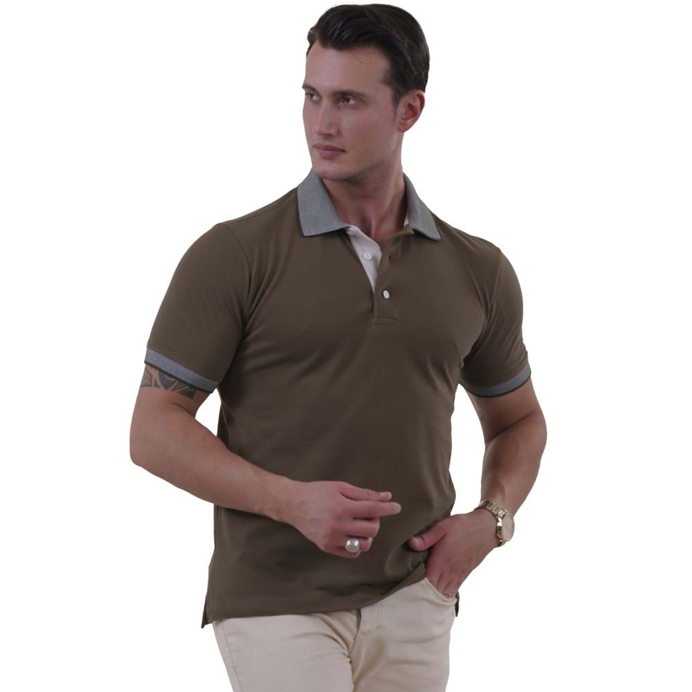 Khaki Green Cotton Men's Polo Shirt