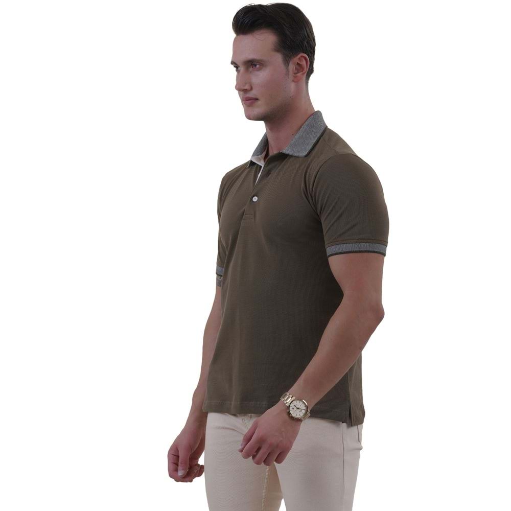 Khaki Green Cotton Men's Polo Shirt