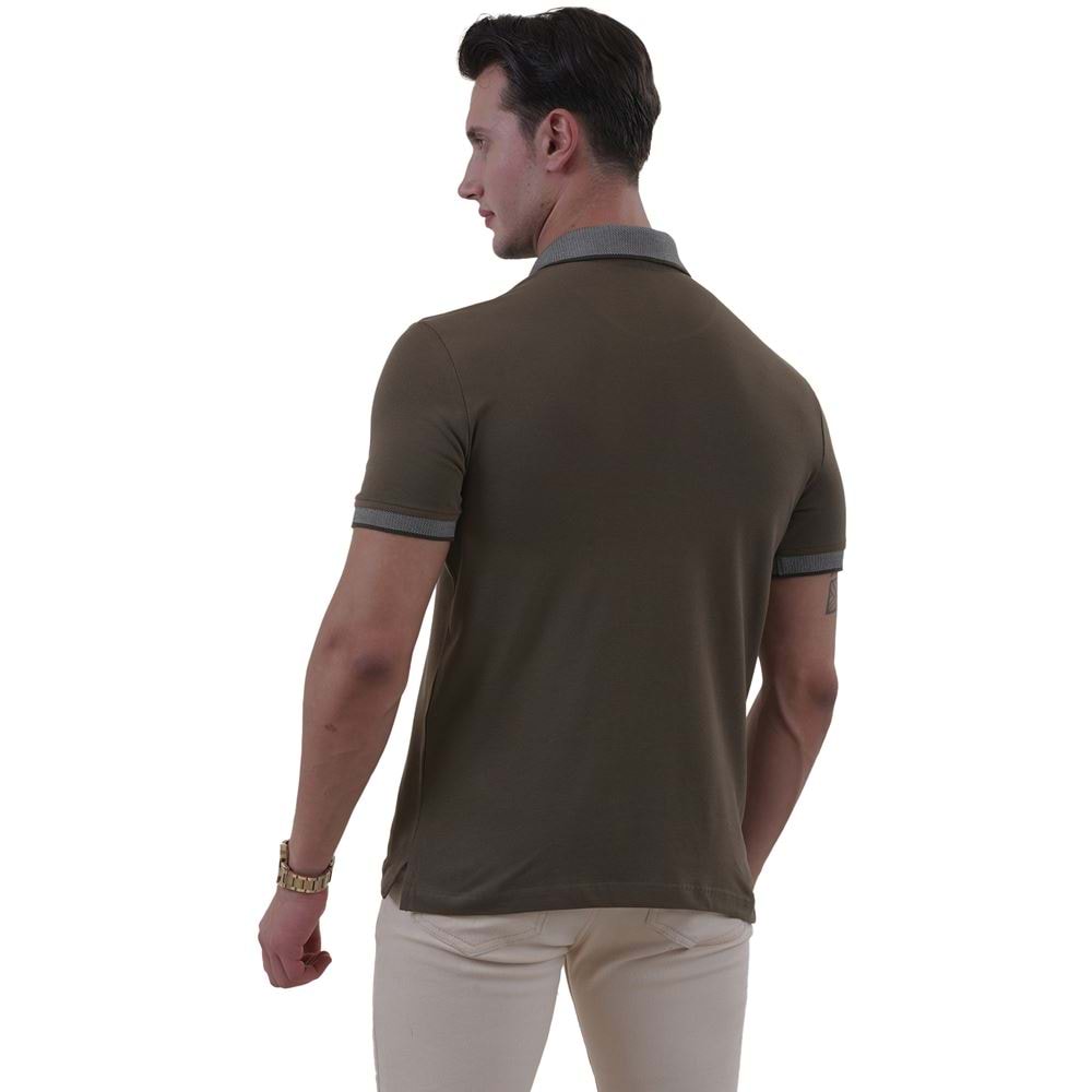 Khaki Green Cotton Men's Polo Shirt