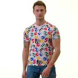 Colorful Alphabet Printed Tee O Neck T-Shirt