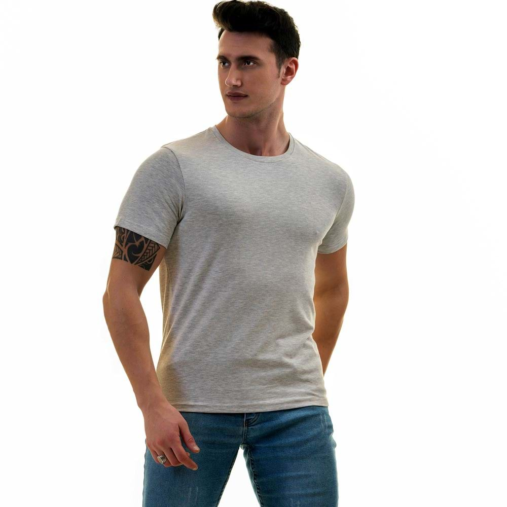 Grey Melange Tee O Neck Basic T-Shirt