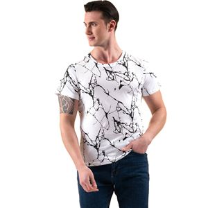 White with Black Printed Designer Tee O Neck Basic T-Shirt