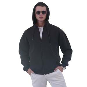 Black Basic Men's Zipper Hoodie