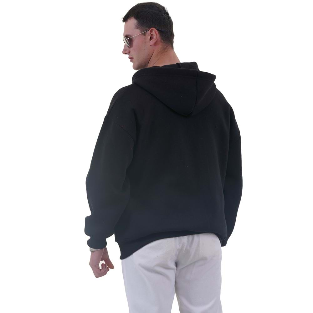 Black Basic Men's Zipper Hoodie