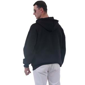 Black Basic Men's Zipper Hoodie