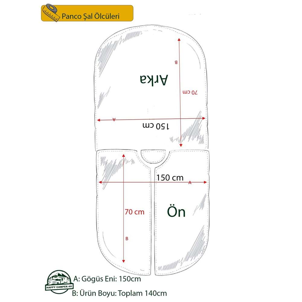 Red Beige Black Unisex Ethnic Camper Poncho