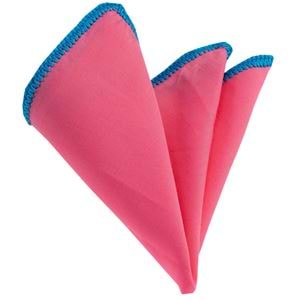 Pink Natural Linen Handmade Signature Border Pocket Square