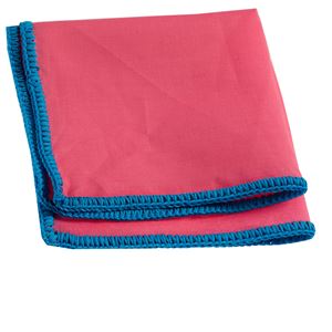 Pink Natural Linen Handmade Signature Border Pocket Square