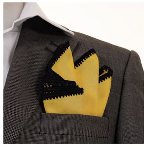 Lemon Pure Linen with Black Signature Border Pocket Square