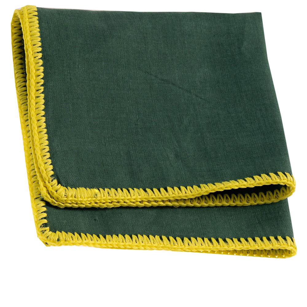 Khaki Natural Linen Handmade Signature Border Pocket Square