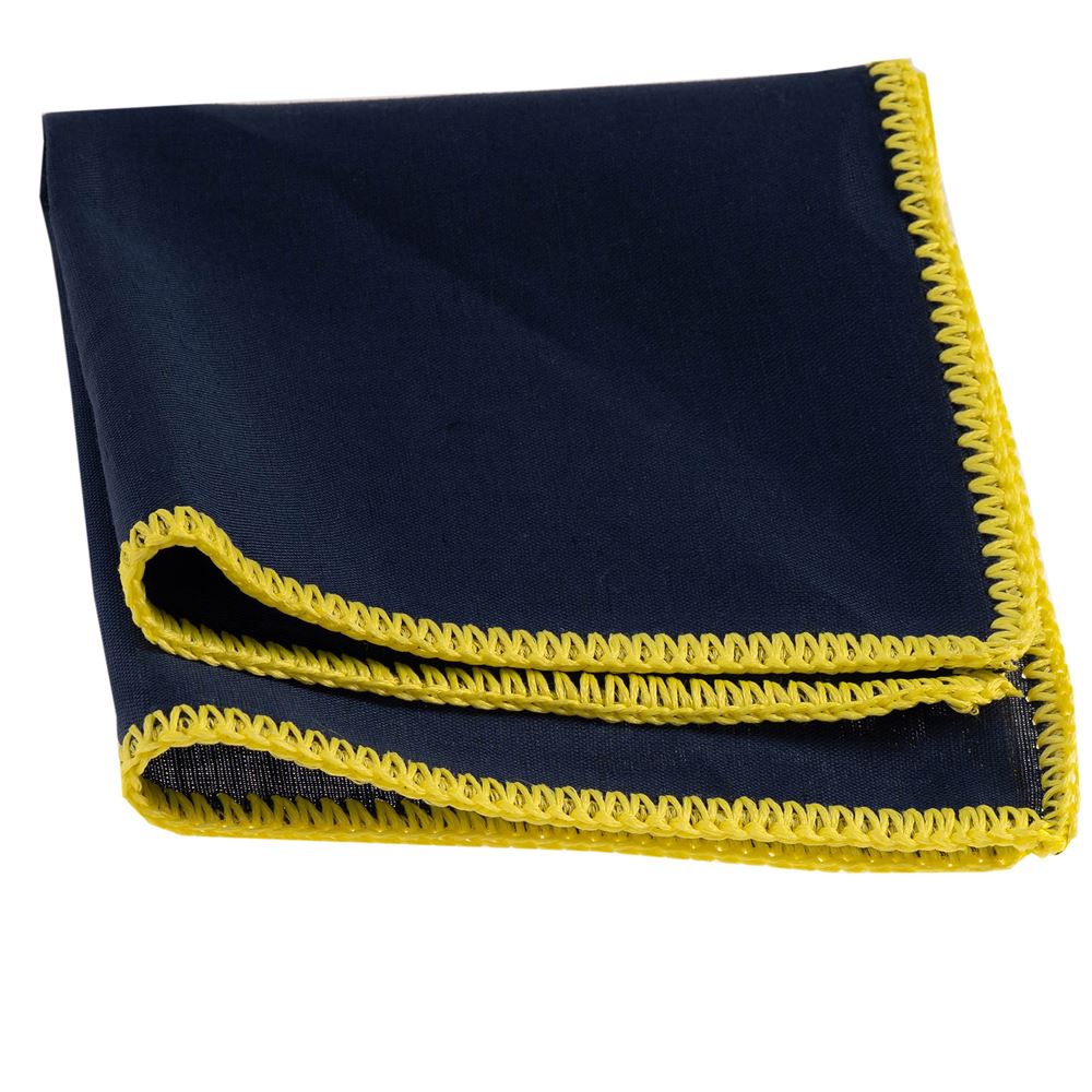 Navy Linen with Handcrafted Knit Signature Border Pocket Square
