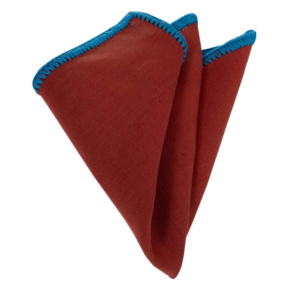 Redish Natural Linen Handmade Signature Border Pocket Square