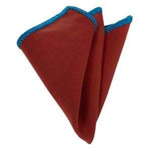 Redish Natural Linen Handmade Signature Border Pocket Square