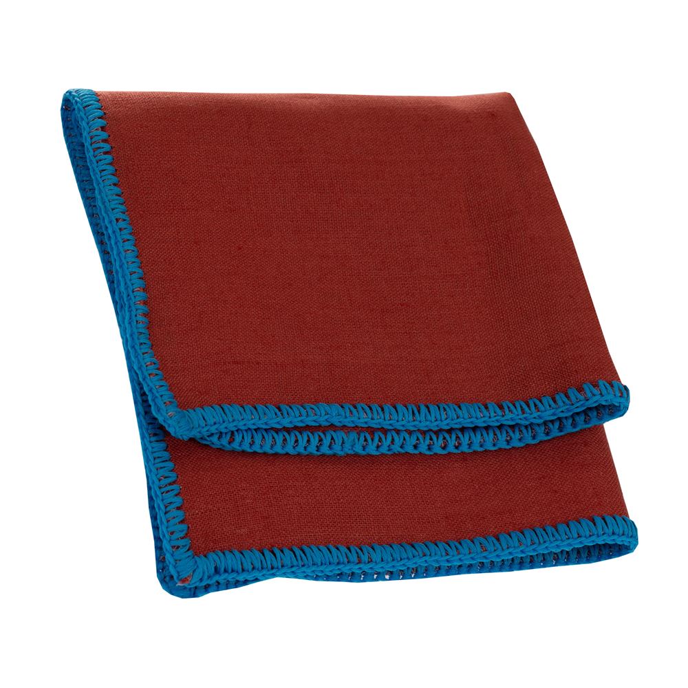 Redish Natural Linen Handmade Signature Border Pocket Square