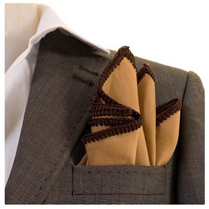 Brownish Linen with Handcrafted Knit Signature Border Pocket Square