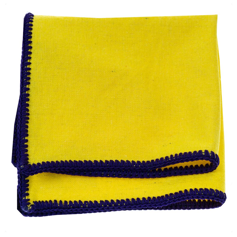 Yellow Woven Linen Signature Border Pocket Square