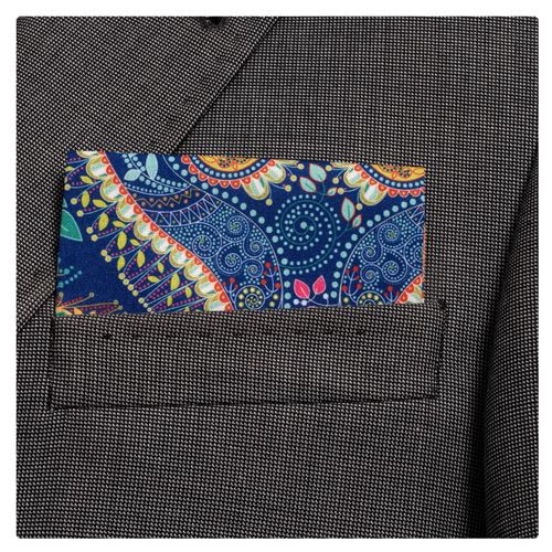 Blue Colorful Paisley Pre Folded Hanky