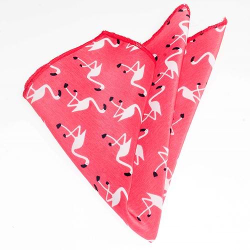 White Flamingo on Pink Pocket Square