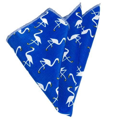 Blue With Flamingo Pocket Square