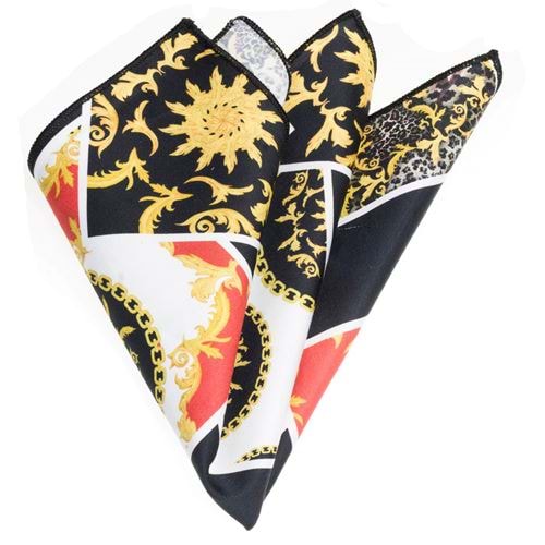 Red Black White Designer Pocket Square