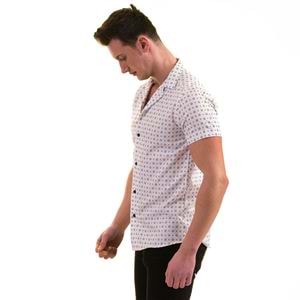 Black White Printed Men's Short Sleeves Shirt