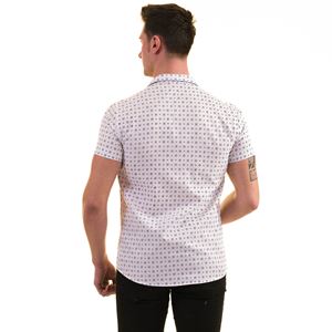 Black White Printed Men's Short Sleeves Shirt