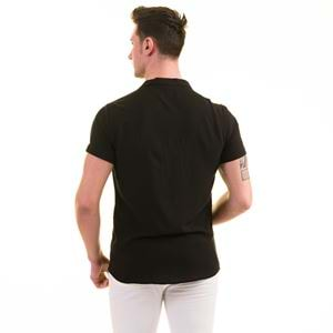 Black Basic Viscose Men's Short Sleeves Shirt