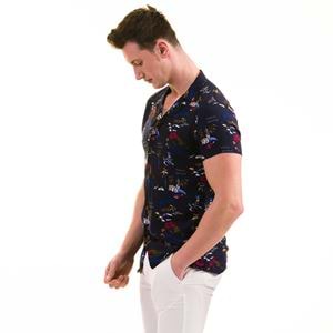 Navy Red Blue Havana Men's Short Sleeves Shirt