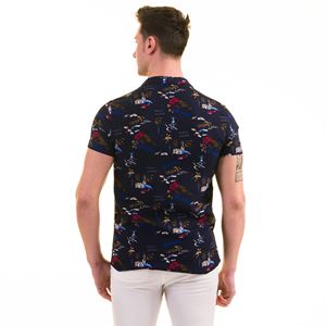 Navy Red Blue Havana Men's Short Sleeves Shirt