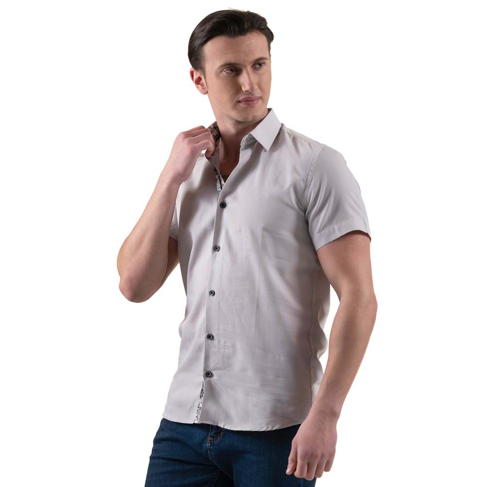 Gray inside Digital Printed Men's Short Sleeves Shirt