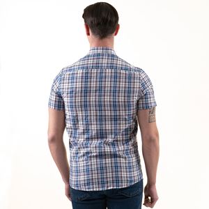Lilac Blue Plaid Summer Men's Short Sleeves Shirt