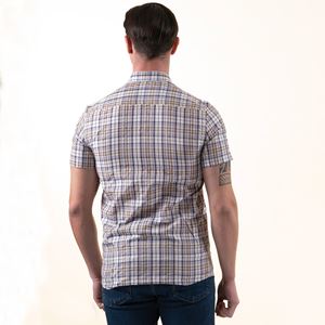 White Lilac Plaid Summer Men's Short Sleeves Shirt