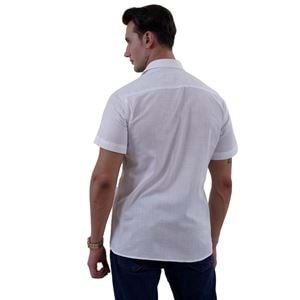 White Linnen Designer Men's Short Sleeves Shirt