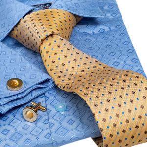 Blue Squares French Cuff Shirt with Tie & Cufflinks