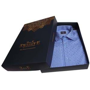 Blue Squares French Cuff Shirt with Tie & Cufflinks