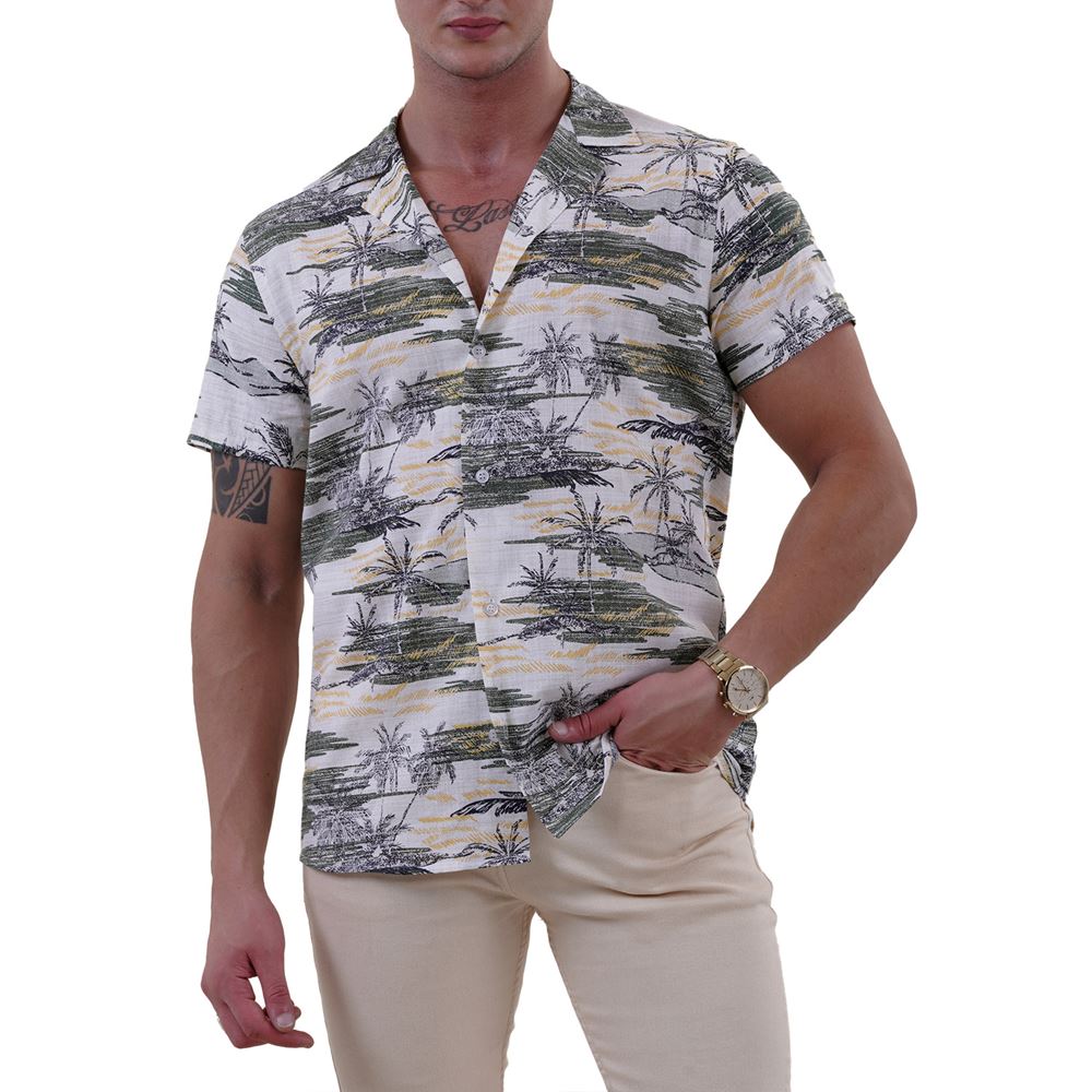 Green and Yellow Hawaiian Men's Hawaiian Summer Shirt