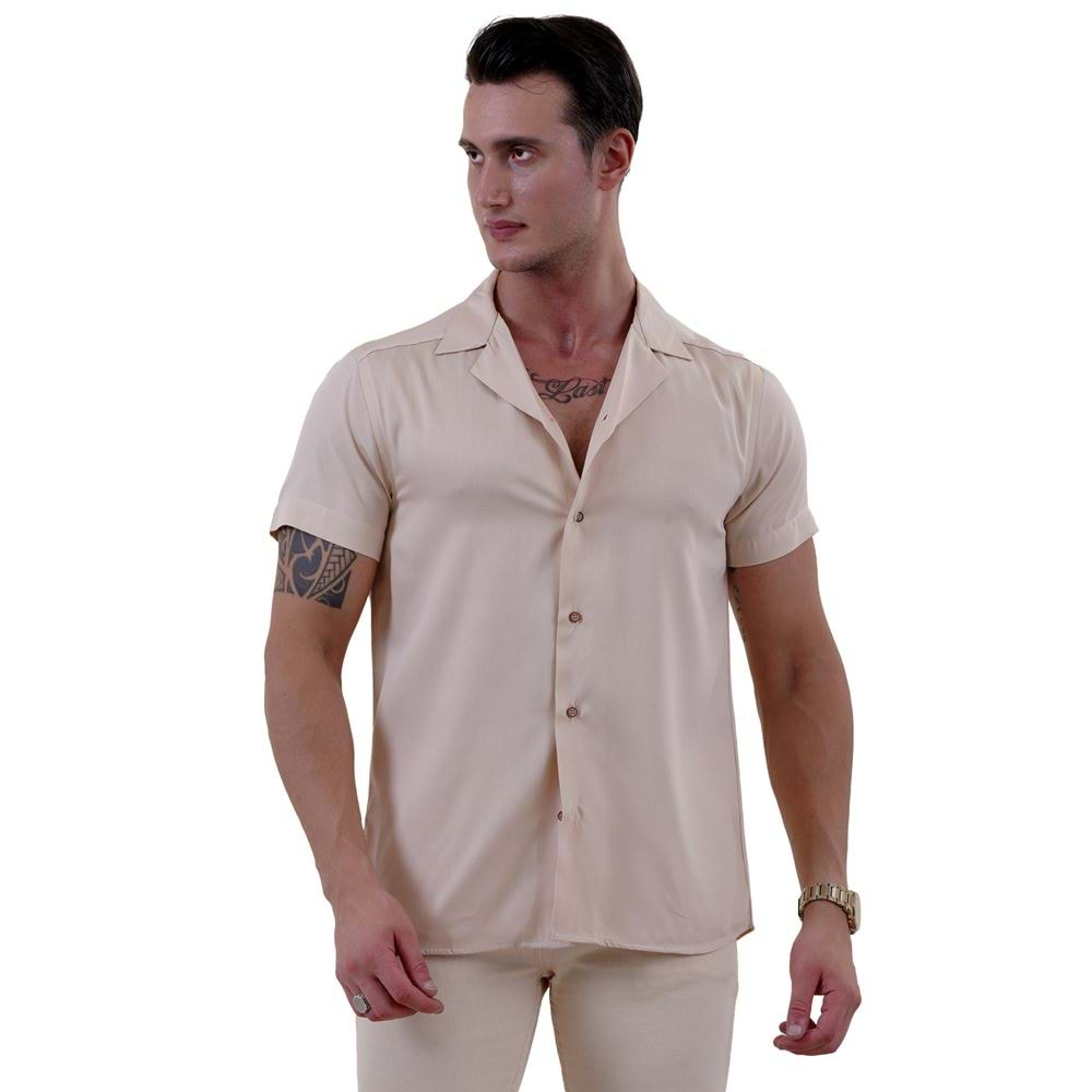 Beige Men's Hawaiian Summer Shirt