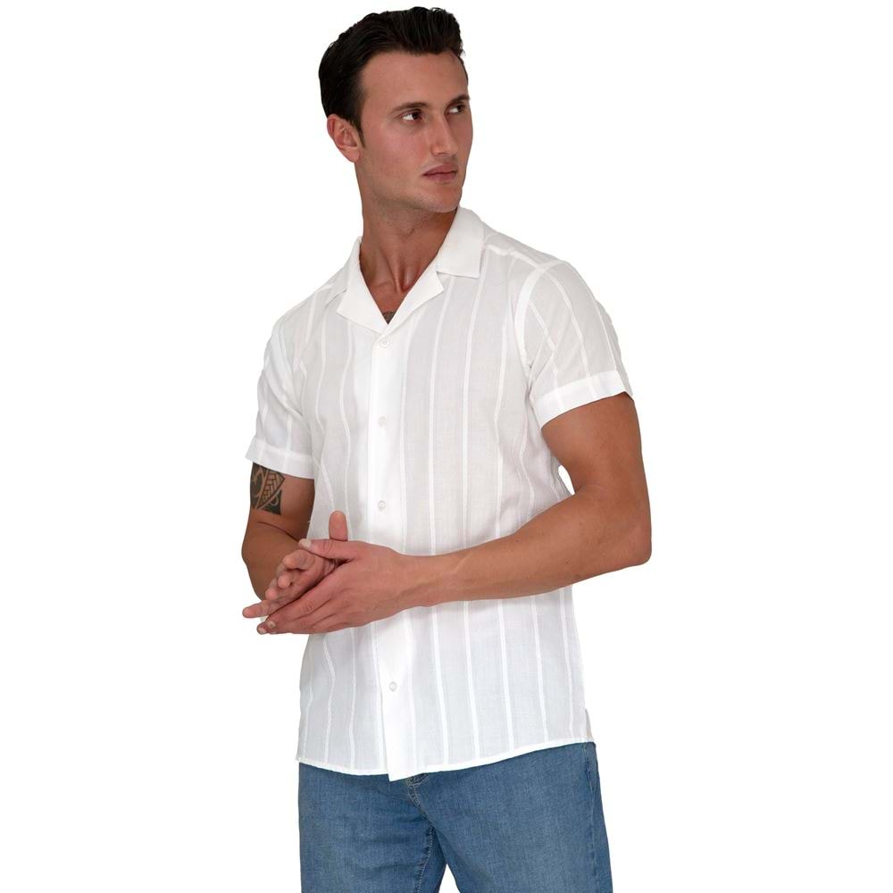 Natural Linen Camp Collar Men's Hawaiian Summer Shirt