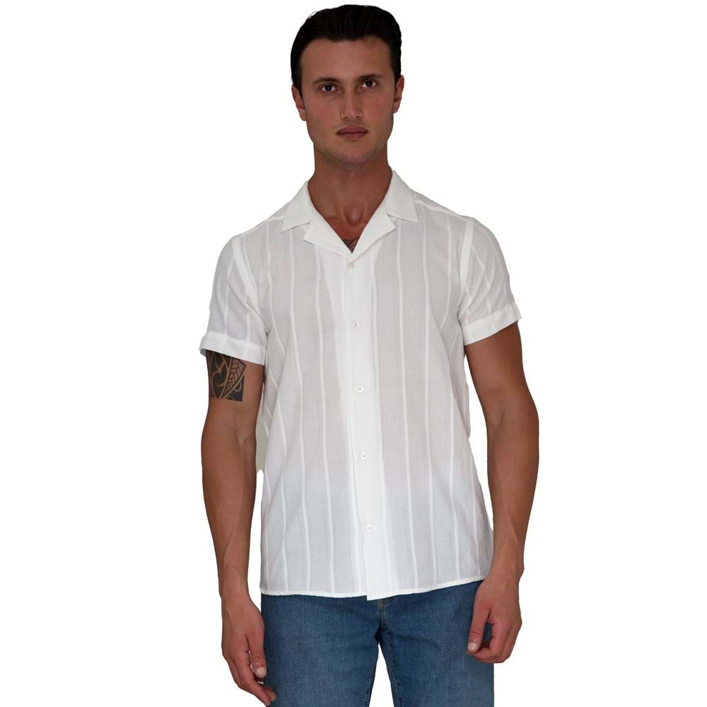 Natural Linen Camp Collar Men's Hawaiian Summer Shirt