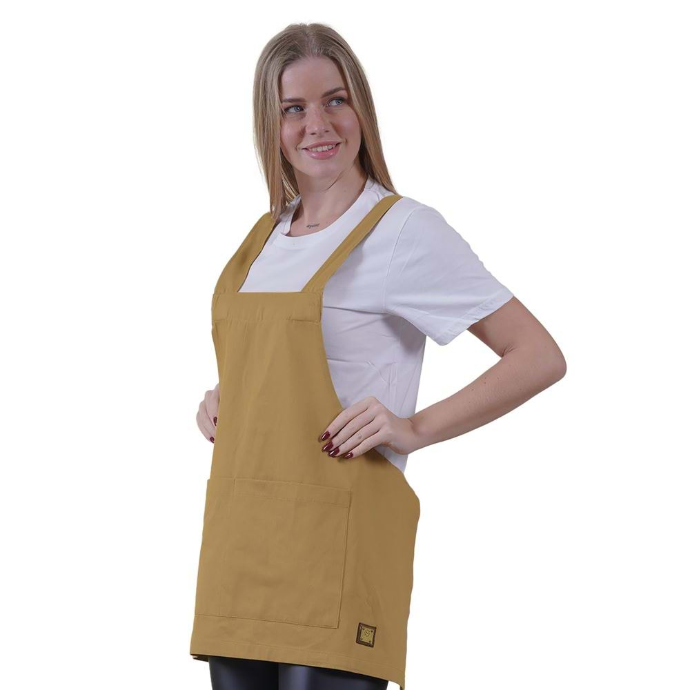 Beige Basic Double Pocket Apron for Chef