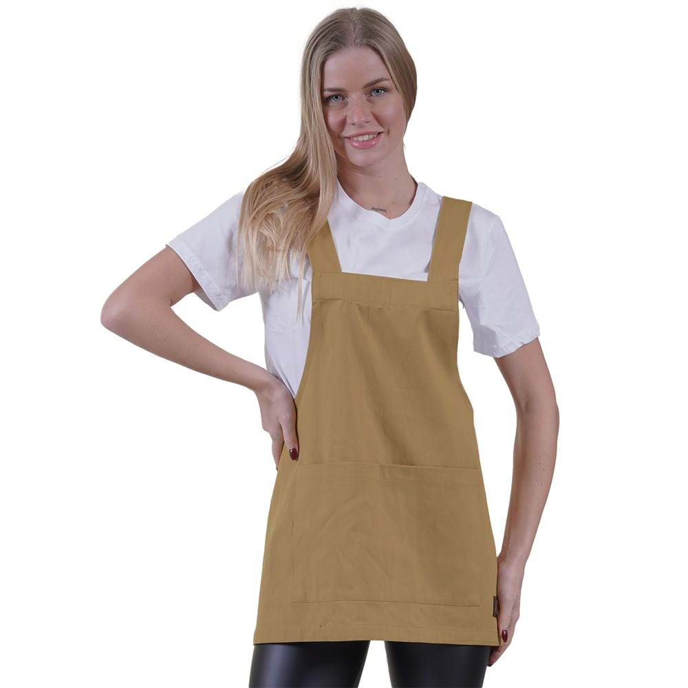 Beige Basic Double Pocket Apron for Chef