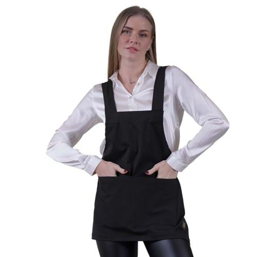 Black Basic Double Pocket Apron for Chef
