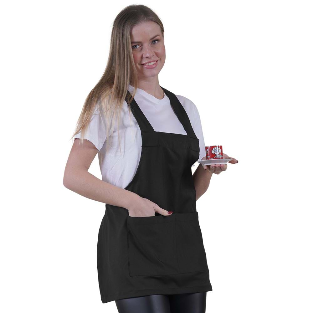 Black Basic Double Pocket Apron for Chef